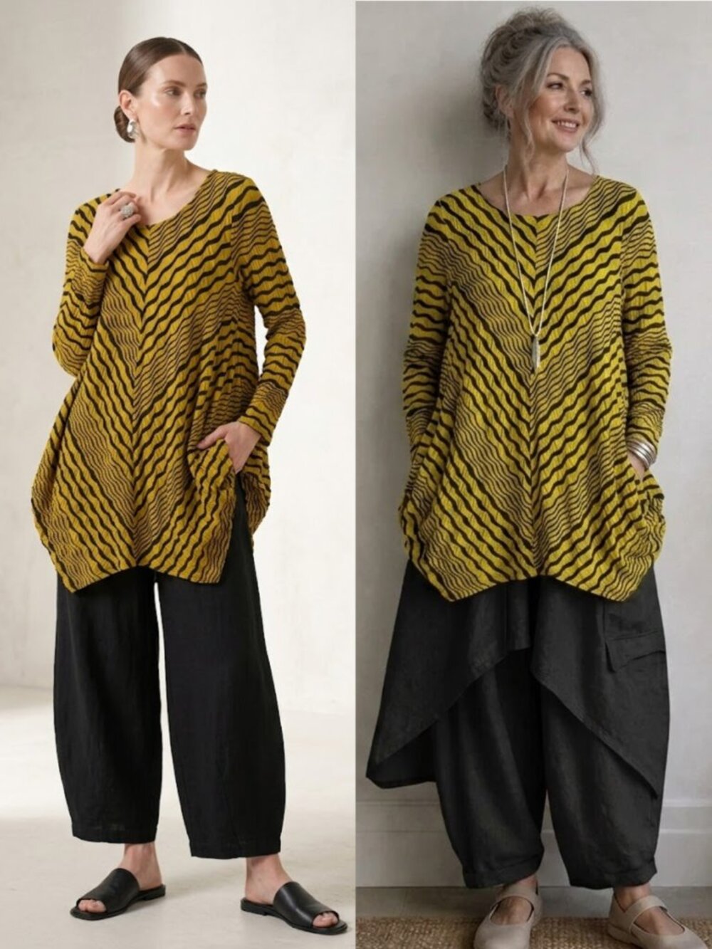 Chalet Et Ceci USA Tunic Top Dress Bubble Hem Crinkled Lagenlook sz S Oversized